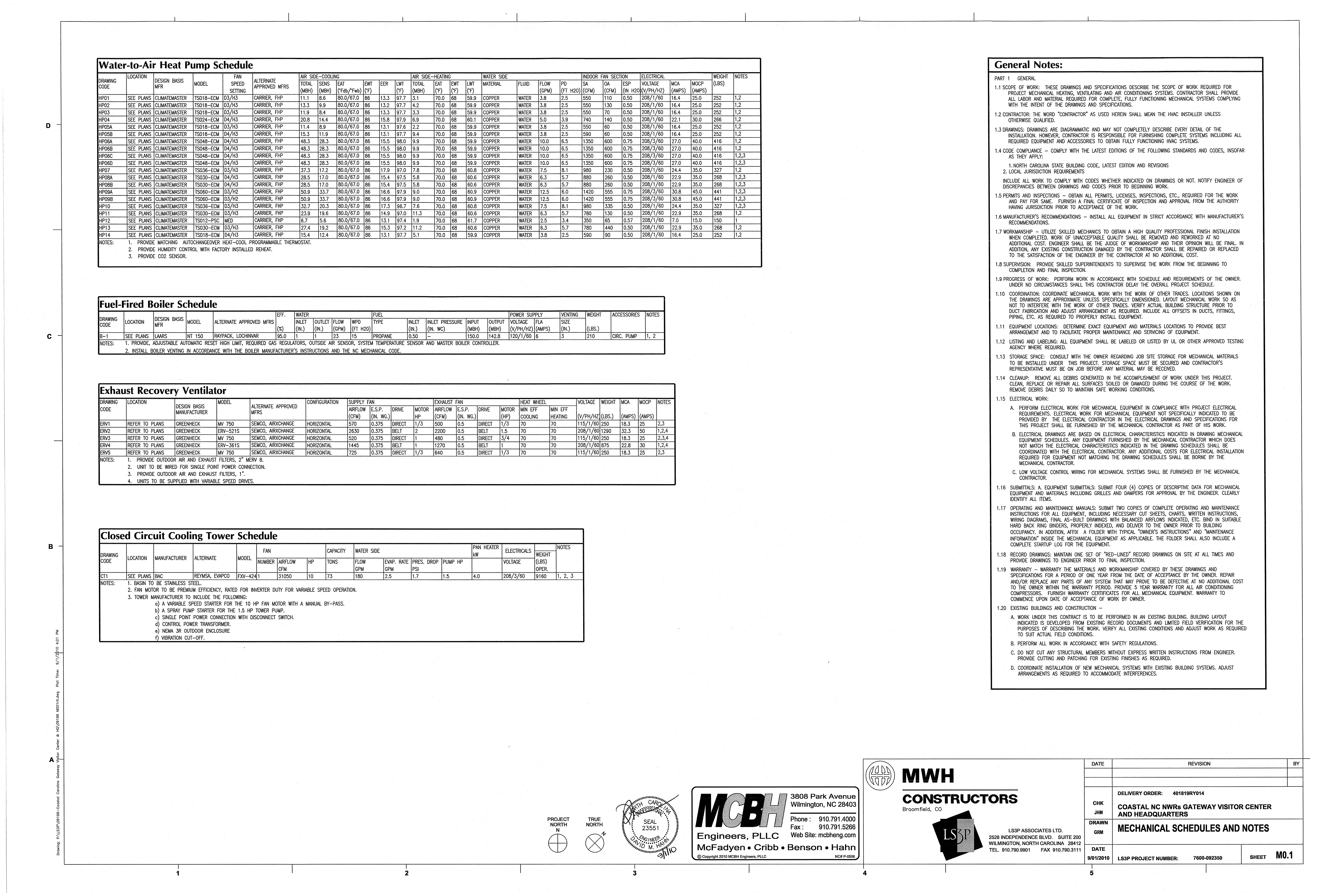 Climatemaster Ng Series User Manual Water To Alr Heat Pump Schedule General Notes Manualzz