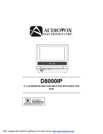 Audiovox D8000IP Specifications | Manualzz