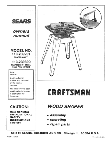 Craftsman 113.239390 Operating Instructions | Manualzz