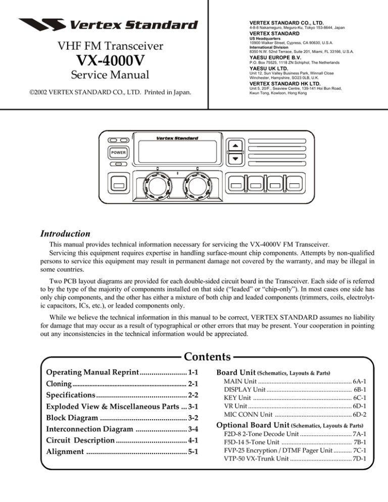 Vertex Standard Vx 4000 Service Manual Manualzz