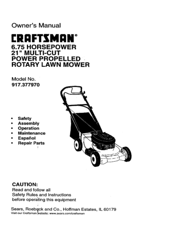 Owner's manual | Craftsman 917.377970 Owner`s manual | Manualzz