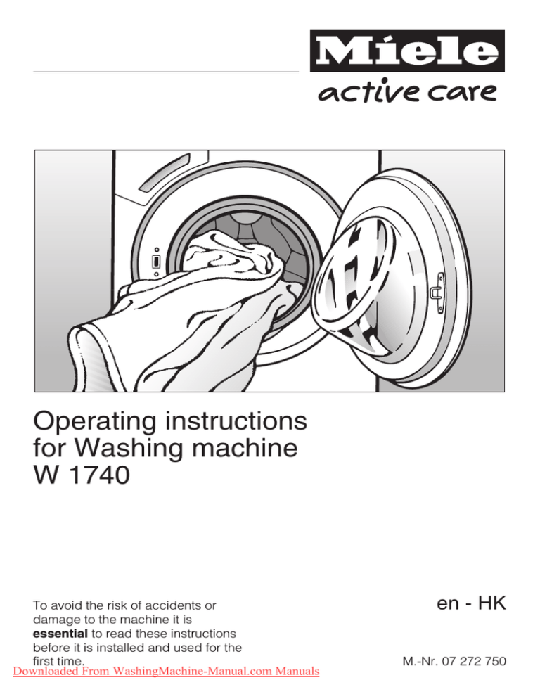 Miele W 1740 Operating instructions Manualzz