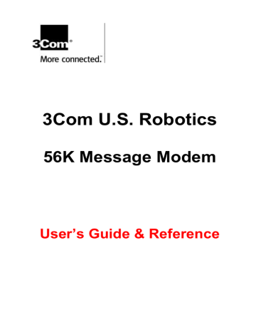 User's Guide | US Robotics 56K MESSAGE MODEM - QUICK  FOR WINDOWS User`s guide | Manualzz