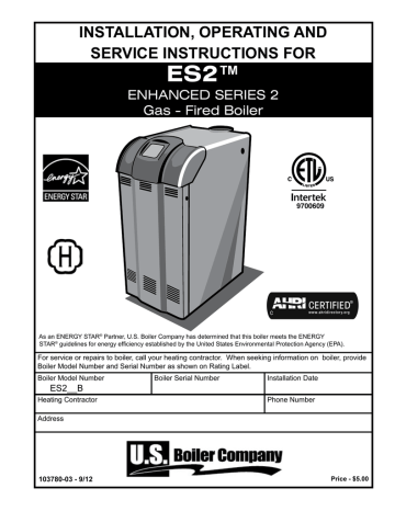 U.S. Boiler Company ES2 Gas-Fired Boiler Instructions | Manualzz