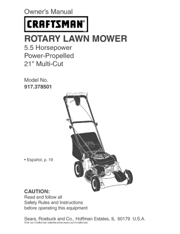 Craftsman 6.75 hp self propelled lawn mower manual hot sale