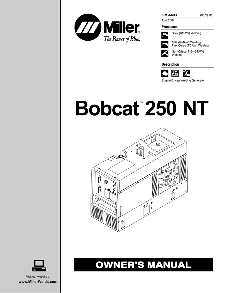 Miller Bobcat 250 NT Owner`s manual | Manualzz