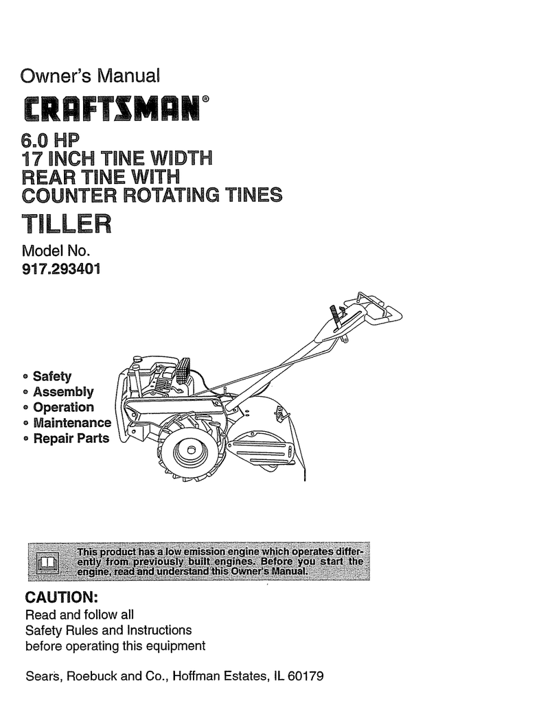 Craftsman 917 293401 Owner S Manual Manualzz