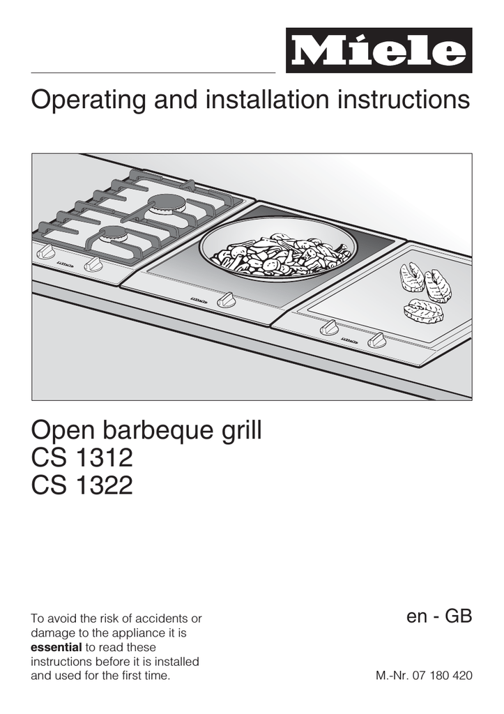 Miele ELECTRIC BARBECUE CS 1322 Operating and Installation Instructions
