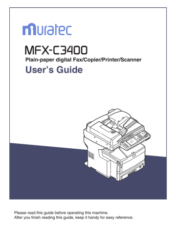 User's Guide | Muratec MFX-C3400 User`s guide | Manualzz