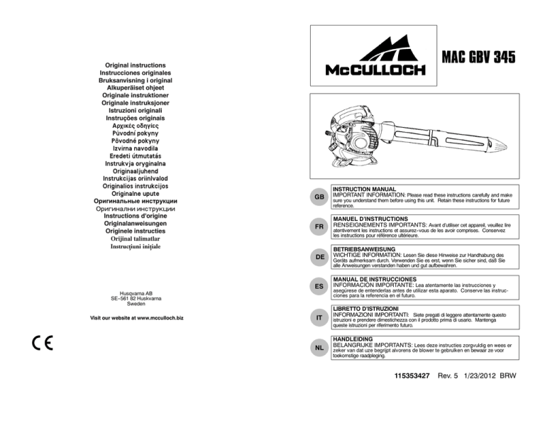 Mcculloch Mac Gbv 345 User Manual Manualzz