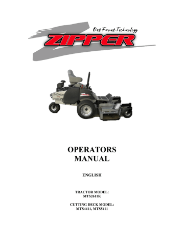 Owner's manual | Zipper Mowers MTS2611K Owner`s manual | Manualzz