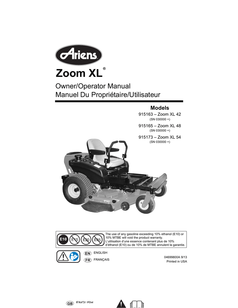 Ariens zoom best sale 54 xl