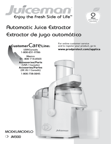 Bella JM300 AUTOMATIC JUICE EXTRACTOR Use and Care Manual | Manualzz