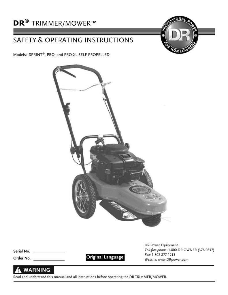 dr trimmer mower manual