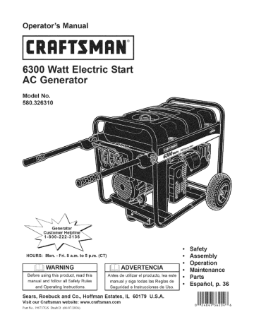 Carburetor for Craftsman 580.326310 580326310 6,300 Watt Portable Generator 