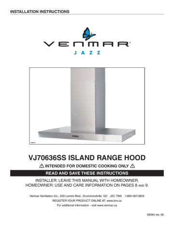 venmar jazz range hood installation