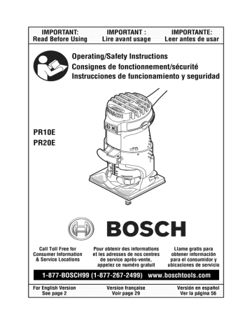 Bosch PR10E Router Owner's Manual | Manualzz