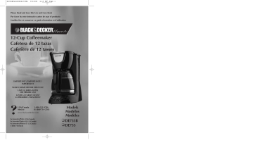 Black and Decker Appliances DE755 12-cup Coffeemaker Use and Care Manual | Manualzz