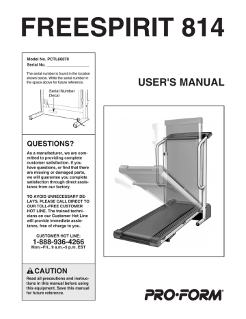 Pro Form Freespirit 814 User s manual Manualzz