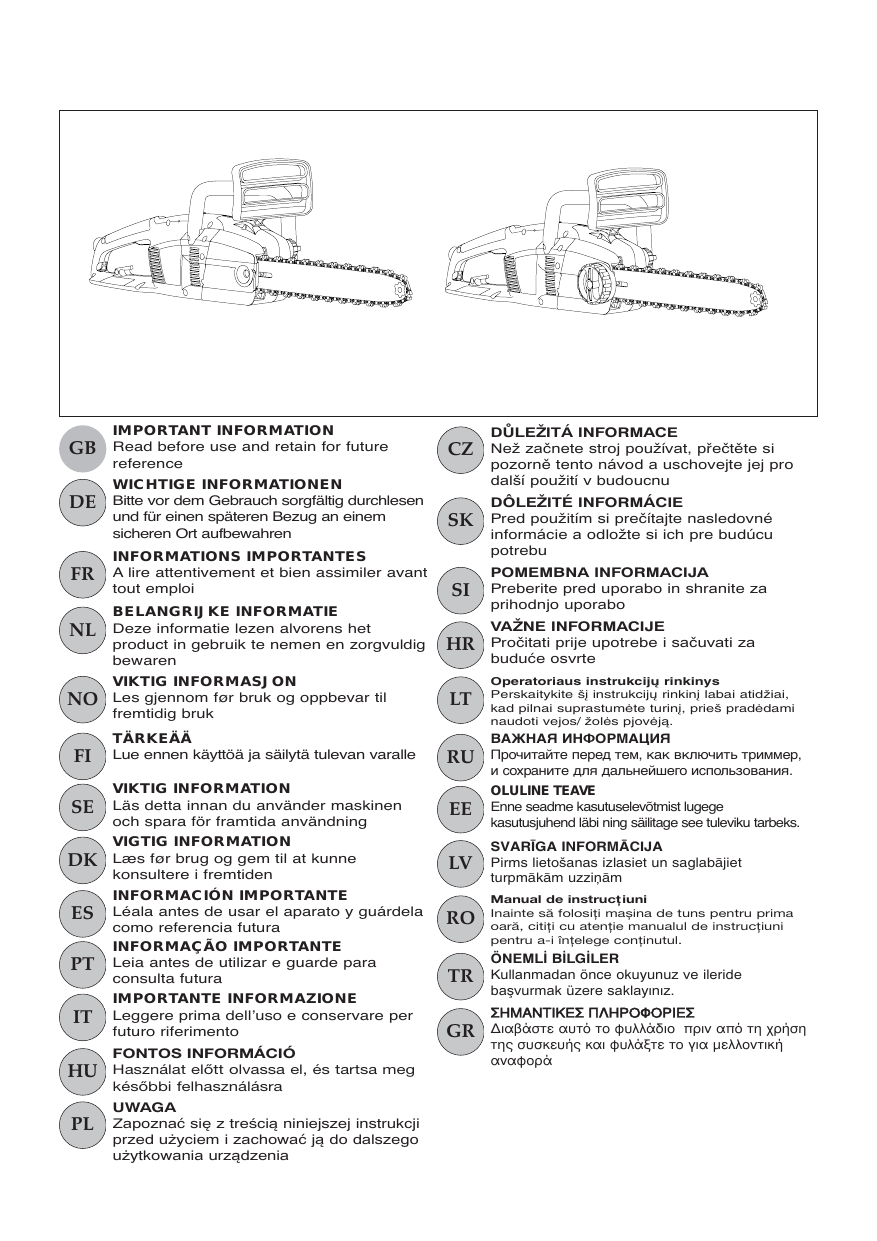 Om Mcculloch Inline 1650 Inline 1800 T 964830401 964830301 Manualzz