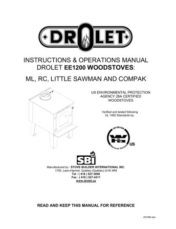 Drolet EE1200 Little Sawman Operations Manual | Manualzz