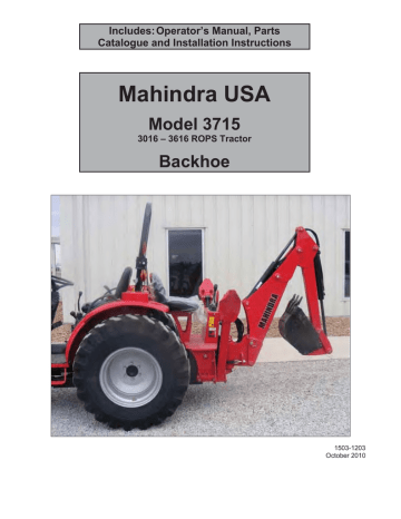Woods BACKHOE 1050 Operator`s manual | Manualzz