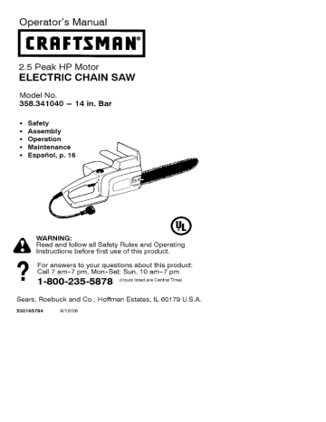 Craftsman 358.341040 Operator`s Manual 