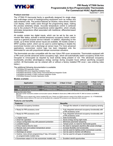 Vykon VT7600 Series Installation guide | Manualzz