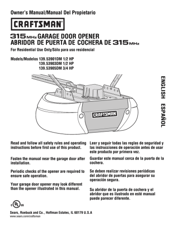 Owner's manual | Craftsman 139.53905DM Owner`s manual | Manualzz