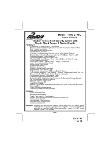 Audiovox PRO-9776C Automobile Alarm Owner`s manual | Manualzz