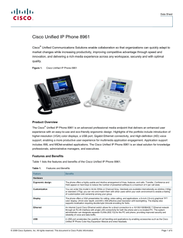 8900 | User manual | Cisco CP-8961 Datasheet | Manualzz