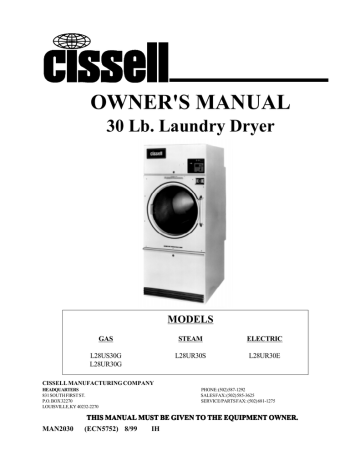 Cissell L36fd30 Owner S Manual Manualzz