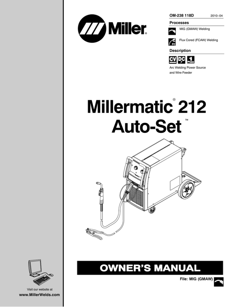Miller Electric Millermatic 212 Auto-Set Owner's manual | Manualzz
