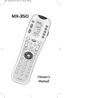 Universal Remote Control MX-350 Owner's Manual | Manualzz