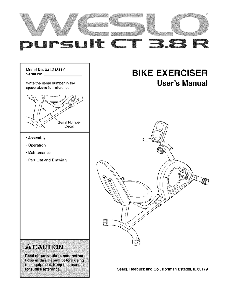 Weslo exercise bike manual hot sale