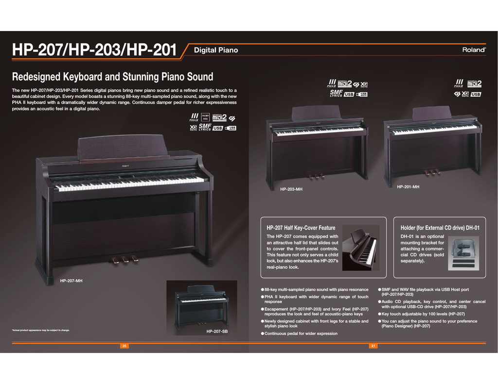 Roland HP-207 Electronic Keyboard User 