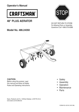 Craftsman 48624350 48" Plug Aerator Owner's Manual