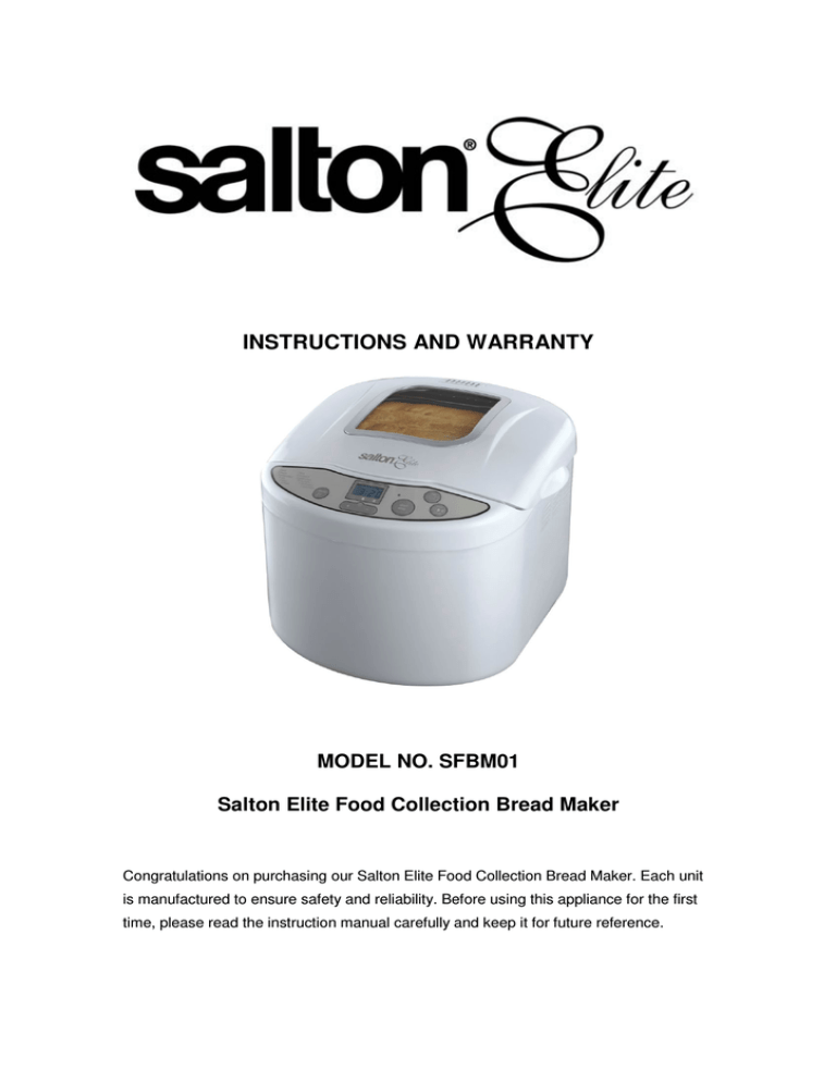 Salton elite SCM015 Instruction manual Manualzz