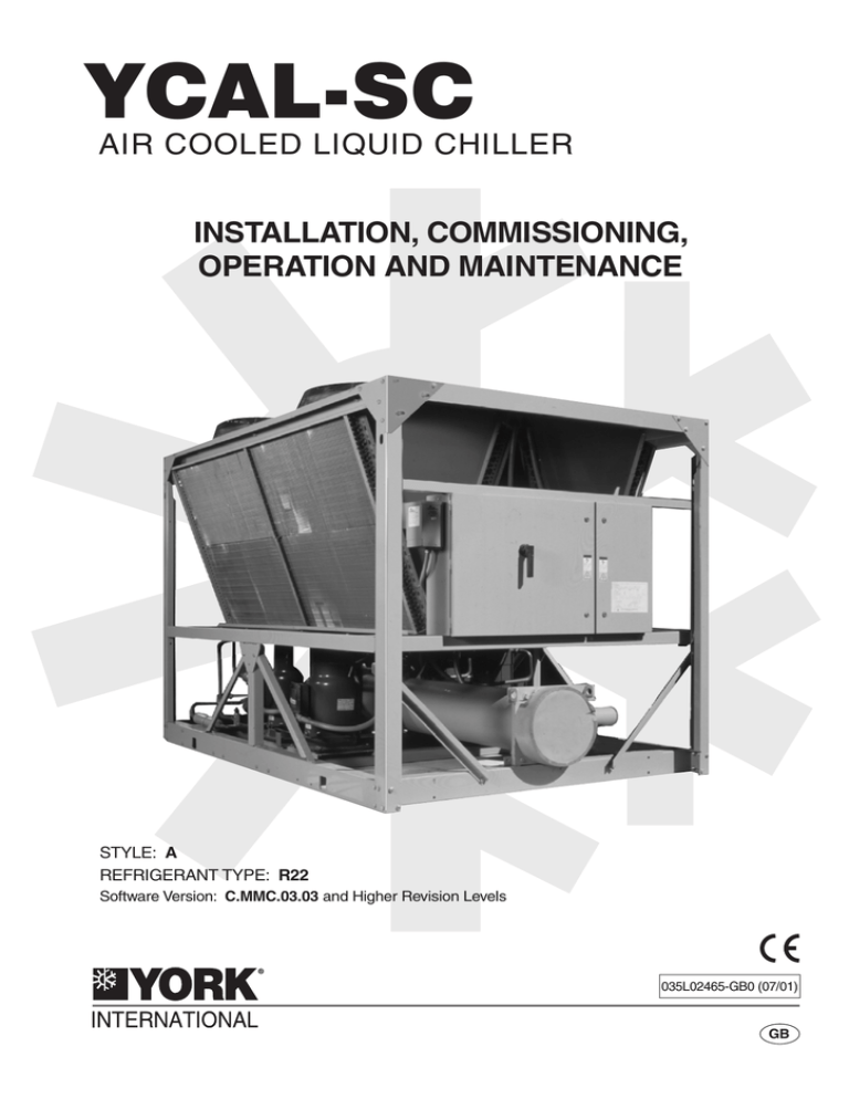 air cooled chiller york ycal