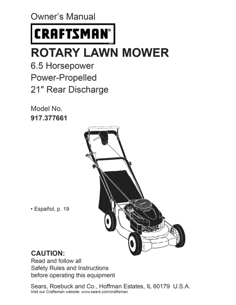 craftsman 6.5 hp self propelled mower