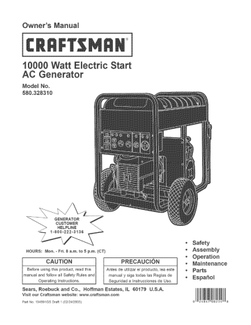 Craftsman 580.328310 Owner`s manual | Manualzz