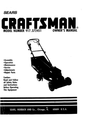 Craftsman 917372451 Lawn Mower Owner's Manual | Manualzz