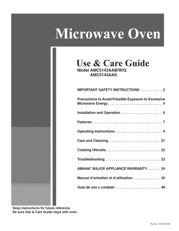 Amana Amc5143aas Use Care Guide Manualzz