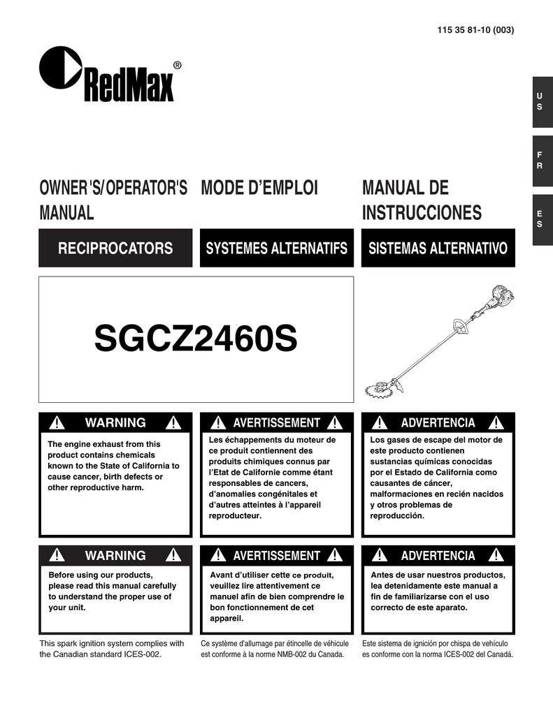 redmax reciprocator sgcz2460s