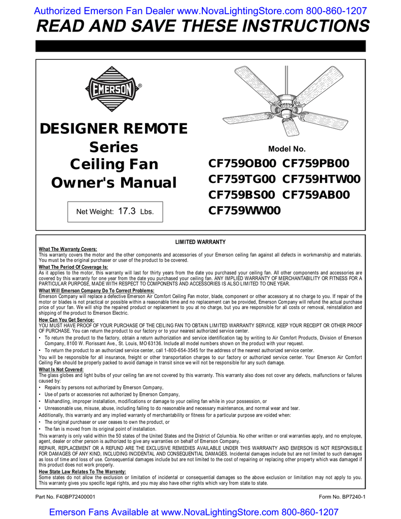 Emerson Cf759pb00 Owner S Manual Manualzz Com