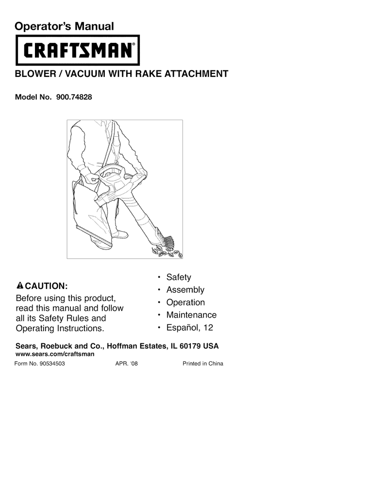 Craftsman 900 74828 User Manual Manualzz