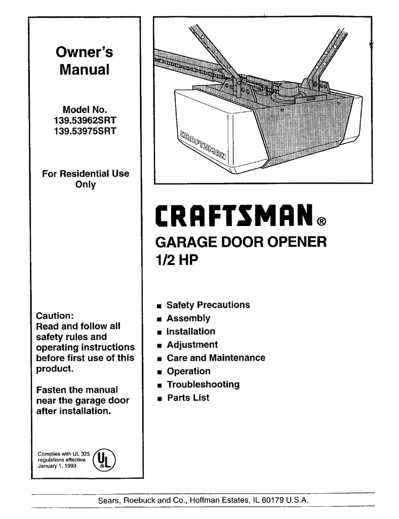 Craftsman 139 53975srt Owner S Manual Manualzz