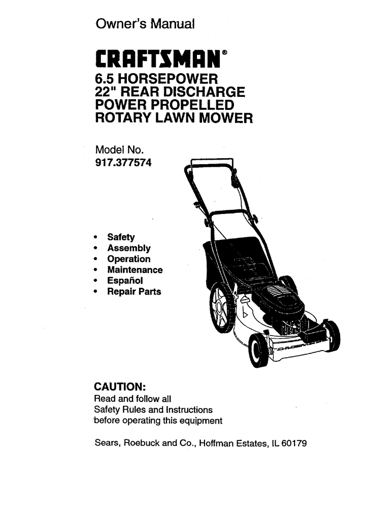 944 362080 Manual For Craftsman Self Propelled Lawn Mower Dr Mower Parts