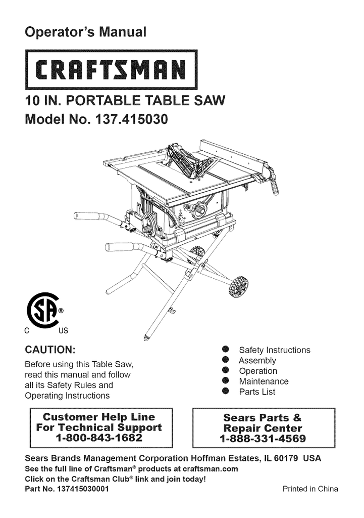 Craftsman 137.415030 Operator`s manual Manualzz
