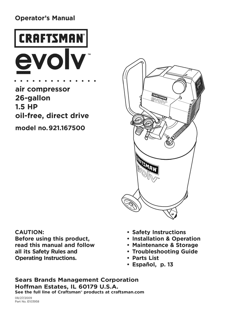 Craftsman evolv 921.167500 Operator`s manual | Manualzz